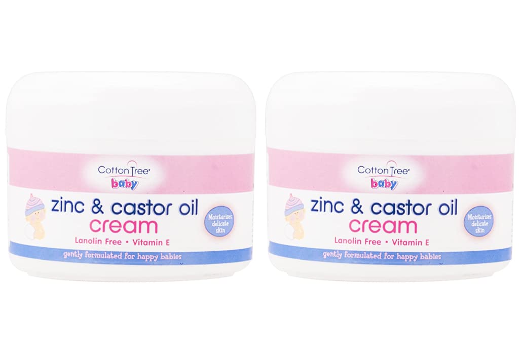 Cotton Tree Zinc And Castor Oil Nappy Rash Cream - Baby Skin Care Cream - Moisturizing And Protective - Pack Of 2 X 200Ml
