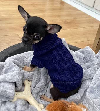 Chihuahua Clothes Puppy Dog Coat Knit Winter Jumper Cosy Teacup Smaller Breeds Miniature - (‎XS)- Navy) — image 1
