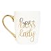 Boss Lady Gold Coffee Mug | Large Fancy Handle Cute Cup Female Girl Boss Babe Gifts for Women Decor 16 Ounces Fine Bone China Hand Lettered