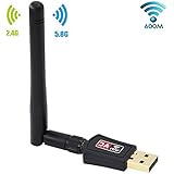 AC600Mbps Wifi Adapter, Austark 600M 802.11ac Dual Band 2.4G/5G Wireless Network Adapter USB Wifi Dongle Support Windows 10/8.1/8/7/XP/Vista(32/64bits) MAC OS X 10.4 - 10.12.2