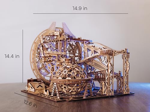 Wood Trick Galaxy Marble Run - 3D Puzzles in Bois à construire pour adultes - Fonctionnement électrique - Model Kits en Bois de montagnes russes pour adultes à construire