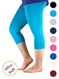 Premium Soft Light Comfy Fit Bamboo Capri Pants Under Dress Leggings for Women Regular and Plus Size Blue 6XL (US 3XL Plus)