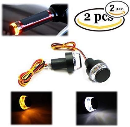 SPSY Handle bar light"UNIVERSAL" Fit Turn Signal LED Light blinker Indicator White + Yellow (blinking)