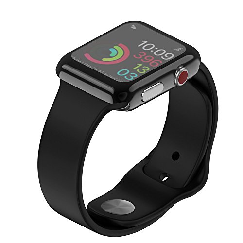 Hayder iPhone Watch Case Series 3 Ultra Slim Electroplate Anti-Scratch Protective Cover with Screen Protector for iPhone Watch Case 38mm / 42mm Series 3 (42mm, Black)