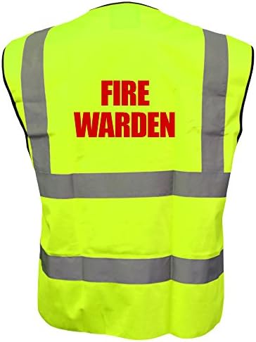 Printed Fire Warden High Visibility Hi Vis Viz Vest Safety Waistcoat