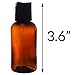 JUVITUS 2 oz Amber Boston Round PET Plastic Bottles with Black Disc Cap Lid (12 Pack)