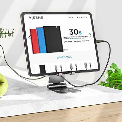 MS2PXL-094 Soporte TAMAÑO XL DE SOBREMESA Ajustable (2 PIVOTES) para TELEFONO/Tablet, Gris