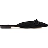 QIV Mule for Women Satin Square Toe Bow Flats Closed Toe Slip on Backless Loafers