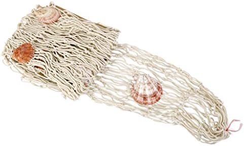 Arpoador Home Art Decoration Marine Fishnet and Shell Wall Decoration (White with shells)