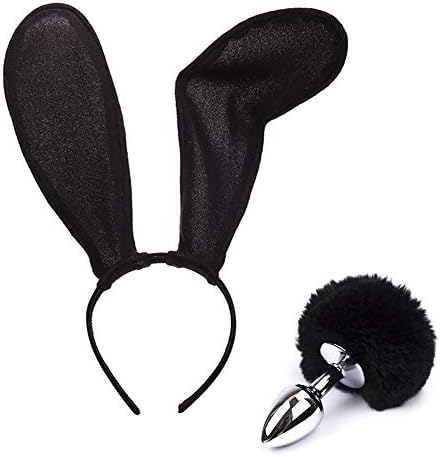 Plush Rabbit Bunny Ears Headbands and Short Tail B-ütt an-âl Pl-ùg T-ö-ys