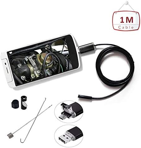 XYWISH 2 in 1 USB endoscope Borescope camera 720p HD,Waterproof Inspection Camera,6 Adjustable Led Light,Rigid Snake Cable for Smartphone Tablet