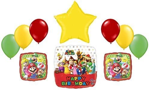 Super Mario Bros Birthday Foil and Latex Balloons Bouquet (10 Pcs) by Birthday Supplies