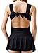 Wantdo Women's Solid Swimwear Convertible Tummy-Control Swimdress