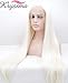 K'ryssma Platinum Blonde Lace Front Wigs for Women Long Bone Straight Synthetic Lace Front Wig Pre Plucked White Wig 26 Inch 150 Density