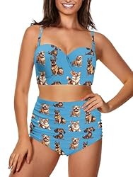 Howilath Women's Tummy Control Bikini Smocked Cute