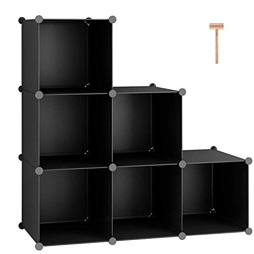 C&AHOME Cube Storage Organizer, 6-Cube Shelves Units, Closet Cabinet, DIY Plastic Modular Book Shelf, Ideal for Bedroom, Living Room, Office, 36.6" L x 12.4" W x 36.6" H Black