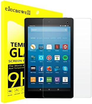 All-New Fire 7 2017 Screen Protector, ELECNEWELL Tempered Glass Screen Protector Film for Amazon Fire 7 Tablet (7th Generation - 2017 release)[9H Hardness] [Crystal Clear] [Bubble Free]