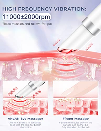 ANLAN Masajeador de Ojos Eléctrico, EMS Dispositivo de Ojos Antiarrugas y Antiedad, 3 Modos de LED Terapia, 38-45 ℃ Compresa Caliente, Mejora Ojeras, Bolsas, Hinchazón, Arrugas, Contorno de Ojos