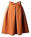 Hanlolo Ladies High Waisted Skirts Pleated Flared Full Circle Skirts Dress Brown
