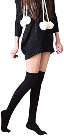 amtonseeshop Hot Sale Brand New Warm Sexy Cotton Over the Knee Socks Thigh High Stocking Thinner (Black)