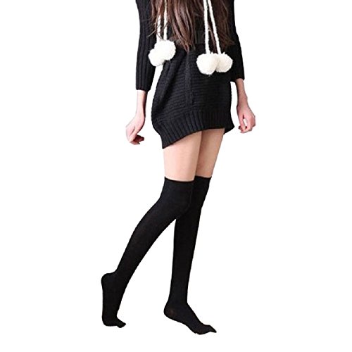 amtonseeshop Hot Sale Brand New Warm Sexy Cotton Over the Knee Socks Thigh High Stocking Thinner (Black)