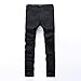 Leward Men's Slim Fit Black Stretch Destroyed Ripped Skinny Denim Jeans (30, Black)