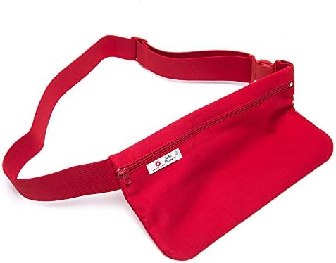 Double Fashion Travel Wallet - Travel Money Belt - Secure Money Carrier - Hidden - Light and Comfortable Waist Bag - 65% Cotton (Red)