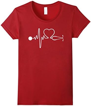 Women's Nurse heartbeat t shirt - best gifts for nurse, RN Small Cranberry