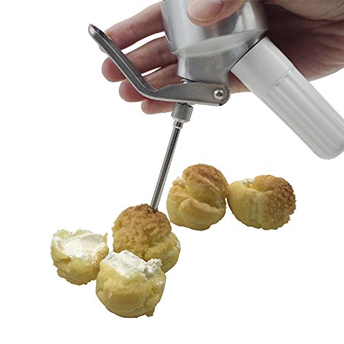Classic All Stainless Steel Whipped Cream Dispenser 1 Quart - Professional Culinary Cream Whipper with Full Set Injector Tips - Professional 2-Pint Size, Free Recipes Included