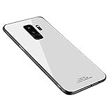 Ldea Galaxy S9 Plus Case, Silicone Shockproof Tempered Glass Back Cover Shell (White)