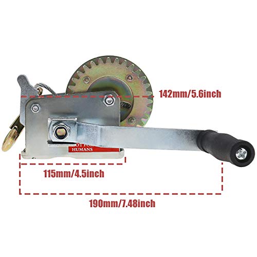 600Lbs Hand Winche with Safety Pawl and Mooring Hook, Fit for ATV Boat Trailer (8M Wirerope) - Image 4