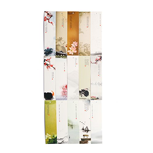 Twone Chinese Brush Paintings Bookmark Set with 30 Bookmarks Featuring Colorful Chinese Scenes