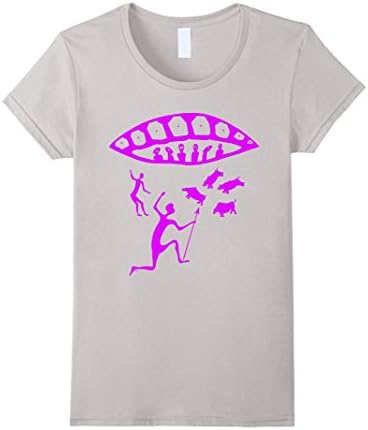 Womens Fuschia Ancient Aliens and Primitive Flying UFO T-Shirt XL Silver
