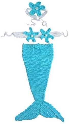 3pcs Newborn Baby Girl's Mermaid Cloth Crochet Knit Infant Outfit Costume Photo