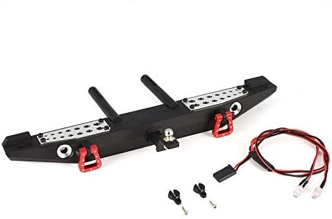 Metal Rear Bumper + LED Light for 1/10 TRAXXAS TRX-4 Axial SCX10 RC Crawler(Black)