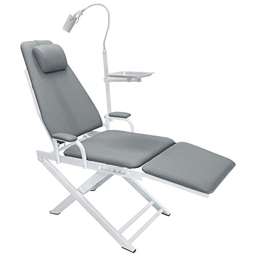 SoHome Gray Medical Portable Dental Folding Chair with Metal Unit 4 Holes+5W Big Power LED Lamp