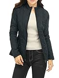 Allegra K Women's Stand Collar Zip Lightweight Quilted Jacket Blue M