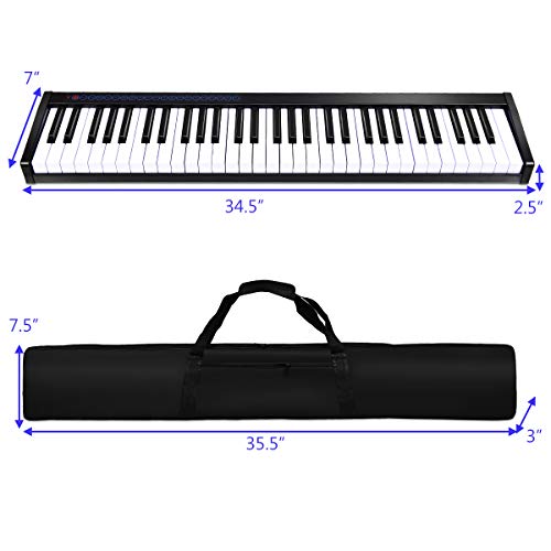 Costzon 61-Key Portable Touch Sensitive Keys Digital Piano, Upgraded Premium Electric Keyboard W/ 128 Rhythm, 128 Tone, Sustain Pedal, MIDI/USB Interface, Power Supply, Bluetooth Function (Black)