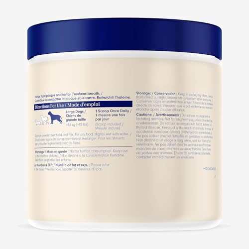 PetLab Co. ProBright Dental Powder - Dog Breath Freshener - Teeth Cleaning Made Easy – Targets Tartar & Bad Breath - Formulated for Large Dogs