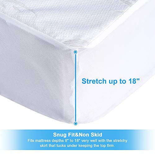 DOWNCOOL Waterproof Mattress Protector Cover,Ultra Soft Breathable Fitted Bamboo Mattress Protector, Anti-Wrinkle,Hypoallergenic&Vinyl Free (Queen) - Thumbnail 4