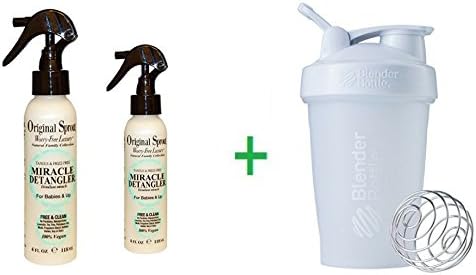 Original Sprout Inc, Miracle Detangler, For Babies &amp; Up, 4 fl oz (118 ml) (2 Packs) + Sundesa, BlenderBottle, Classic With Loop, White, 20 oz
