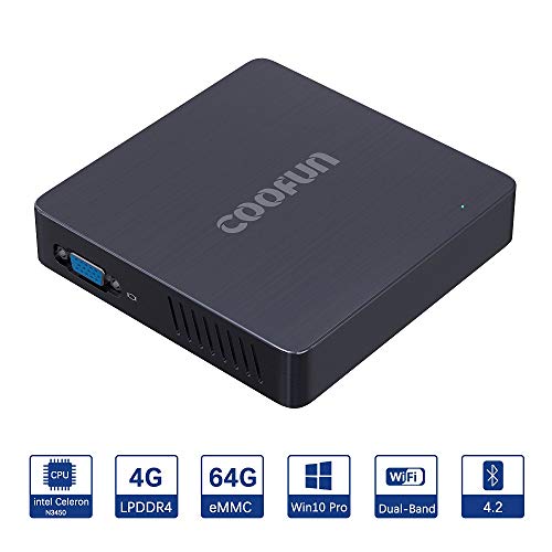 Fanless Mini PC Quad-Core Intel Celeron N3450 Processor 4G DDR4/eMMC 64GB Desktop Mini Computer Support Windows 10 Pro HDMI/VGA Dual Display/Dual WiFi/USB 3.0/BT4.2/DIY M.2 NGFF 2242 SSD