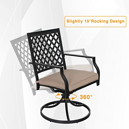 PHI VILLA Patio Dining Chairs Set of 2 Outdoor Swivel Rocker Patio Chairs with Cushion Metal