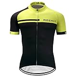 REEHUT Mens Breathable Cycling Jersey Biker Short Sleeve Shirt Quick Dry Full Zip Men's Bicycle Jacket with Pockets - Green,M