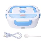 Allrise 110V US Plug Portable Car Use Electric Heating Lunch Box Mini Travel Rice Cooker Portable ,1L Meal Heater Food Warmer,Blue