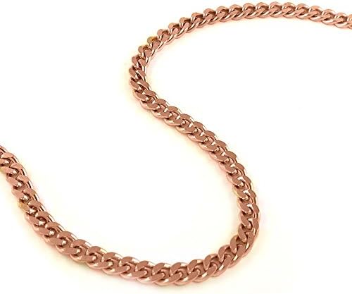 Stainless Steel Curb Cuban Link Necklace Rose Gold Color 5mm 18 Inch