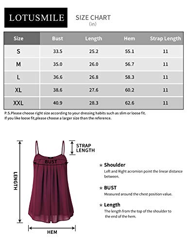 Lotusmile Women's Summer Cool Casual Sleeveless Pleated Chiffon Layered Cami Tank Top (Medium, White)