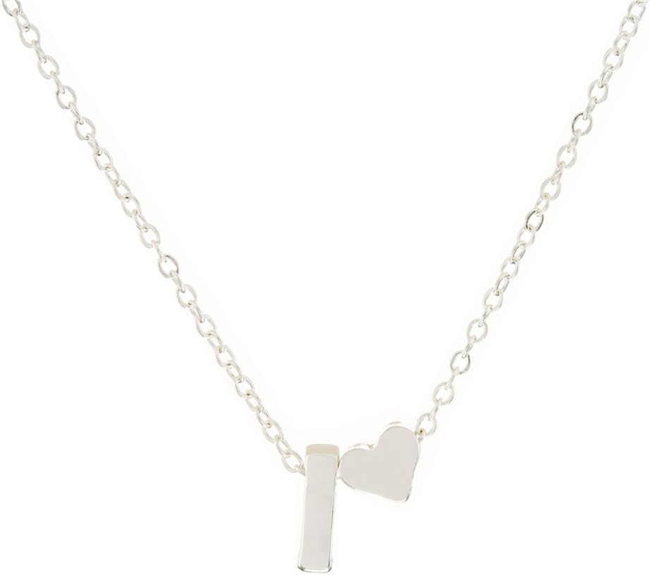 SUZN Fashion English A-Z Letter Necklace with Heart Alphabet Pendant Necklace