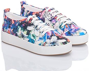 Just Shoes Women's Sneaker Multi Color Fashion Comfort Footwear, Canvas Printed Walking Shoes Fashion Design, Low Top 10 Colors Available X-Youth JF-SNK14 (9-US/40-EU/7-UK, Purple Multi)