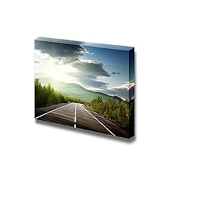 Beautiful Scenery Landscape Mountain Road Highway in The Morning Sunray - Canvas Art Wall Art - 12" x 18"